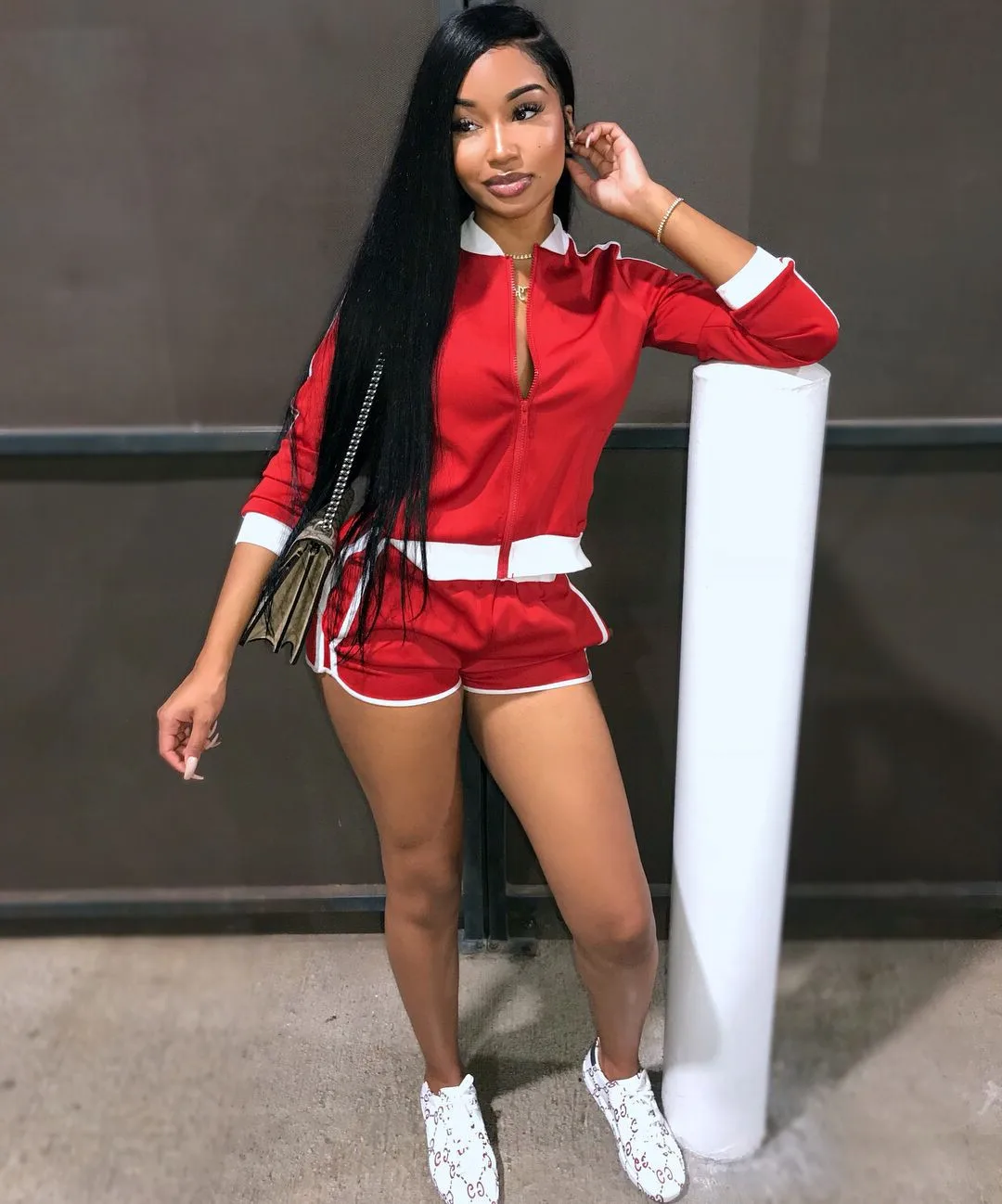 Women Autumn 2019 Fashion Outfits Women Two Pieces Sport Short Pants Women Two Piece Set