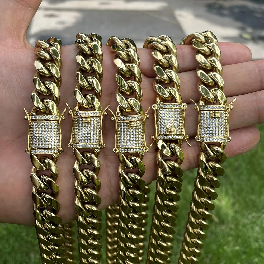 

24inch Thickness Factory Price 14K PVD Gold Cuban Link Chain, Stainless Steel Cuban Link Chain, 14k yelow gold
