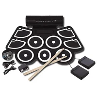 

Portable MIDI Electronic Roll Up Drum Kit with Built in Speakers, Power Supply, Foot Pedals and Drumsticks