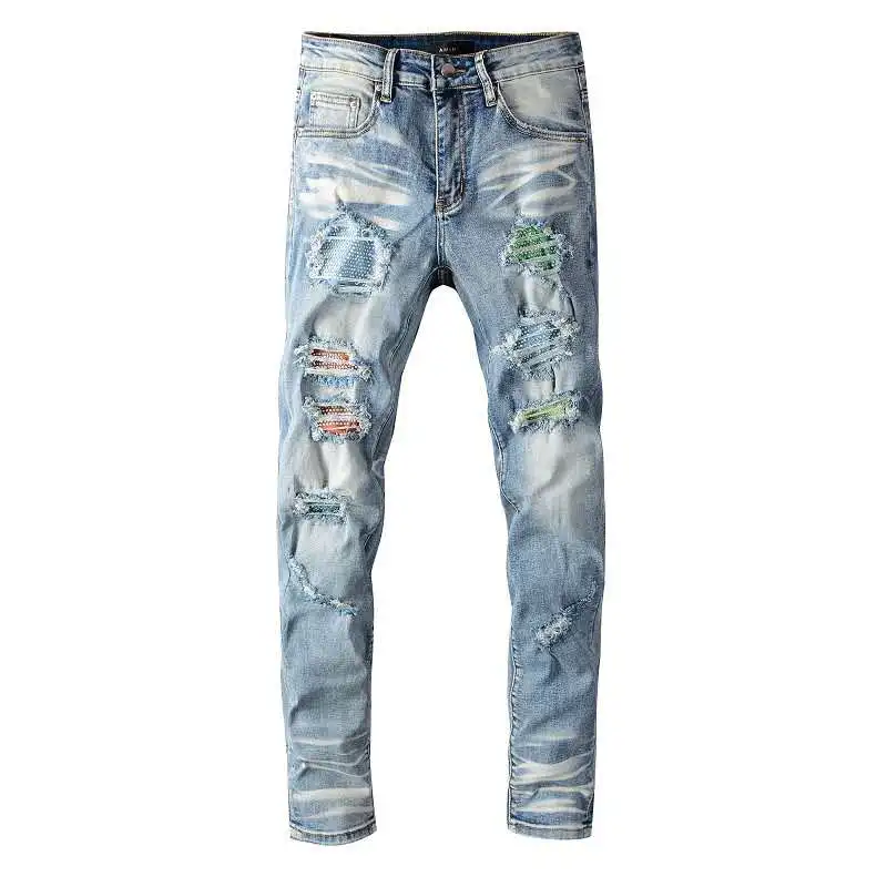 

Purple wind destroyed stretch denim jeans rips skinny denim man jeans pant ripped jeans, Picture