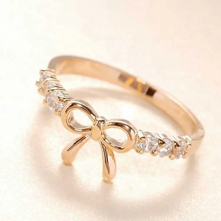 

Bow Knot Hollow Diamond Ring Fashion Simple Geometric Ring, Picture