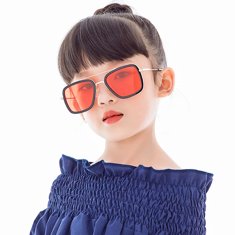 

New Style Square Lenses UV400 Seaside Vacation Wholesale Retro Metal Kids Sunglasses