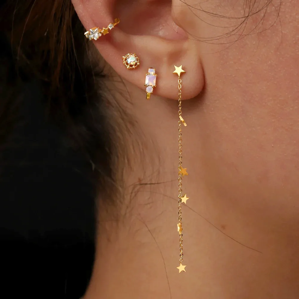 

Carline Dainty New Zircon Pendant Long Star Earrings Women 18k Gold Plated Minimalist 925 Silver Valentine's Day Jewelry