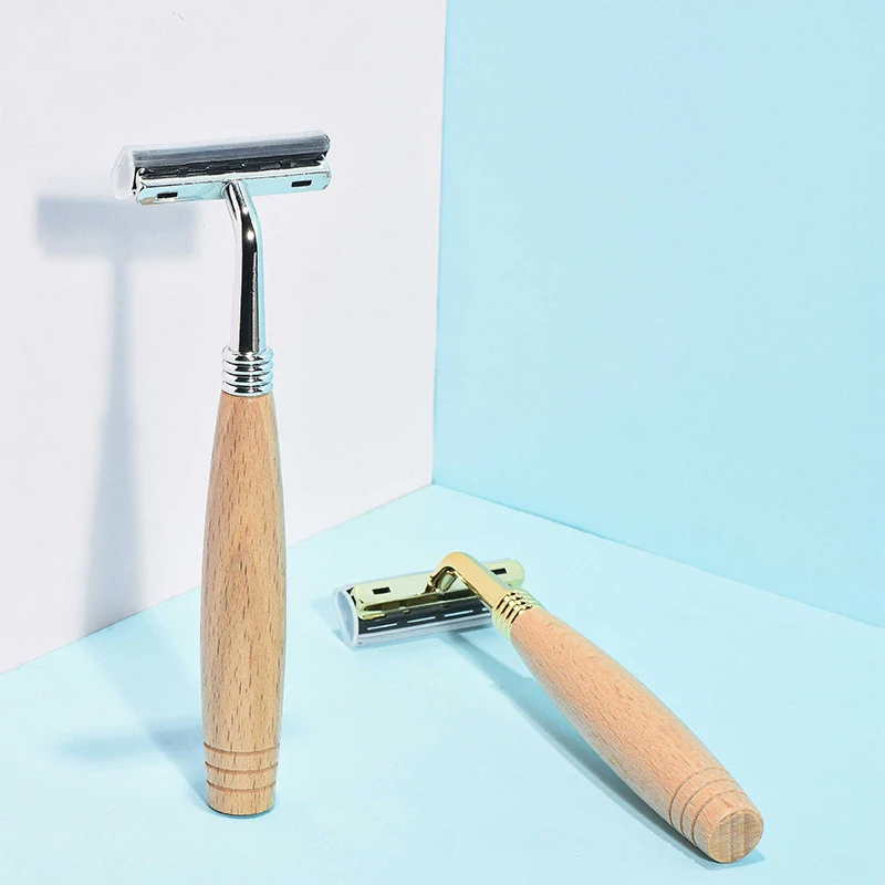 

Wholesale Cheap Price Laser Custom Logo Men Face Cleaning Wooden Safety Shaving Razor for Travel Hotels, Natural color