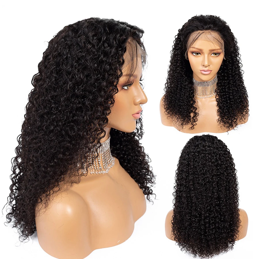 Kinky Curly 4x4 Lace Closure Human Hair Wigs Pre Plucked Brazilian Remy