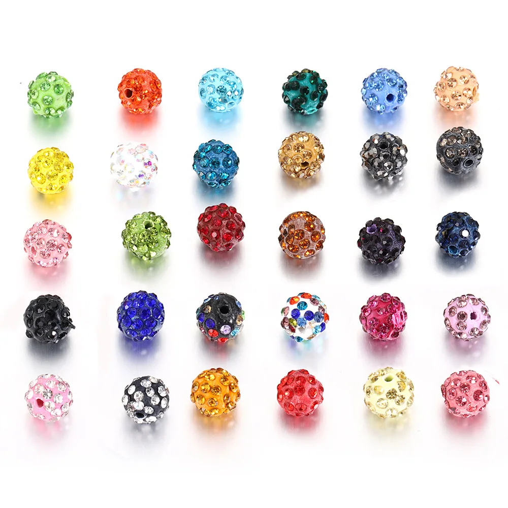 

DIY accessories round 10mm rainbow color rhinestone clay beads Wholesale spacer rhinestone disco ball beads for jewelry making