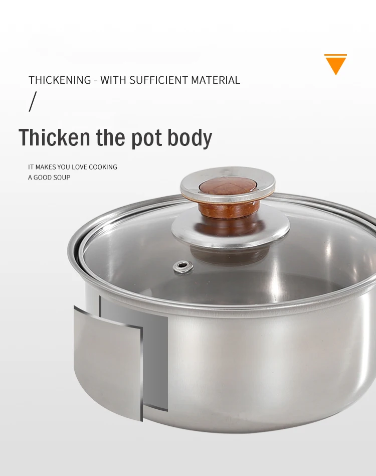 Surgical Steel Cookware Kitchen Cooking Pot Casserole Stainless Set With Bakelite Mat And