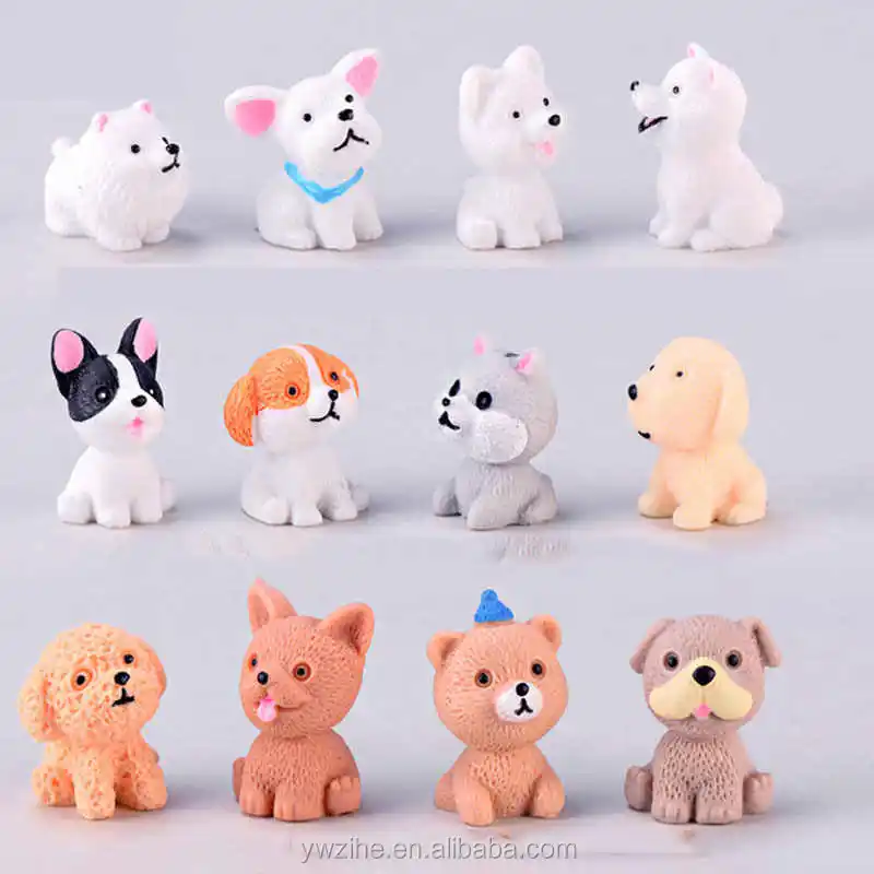 Miniature Terrarium Crafts Ornament for Home Office Realistic Animals Dog for Fairy Garden 12 Pcs Dog Miniature Figurines Cake Toppers Fairy Garden Accessories 