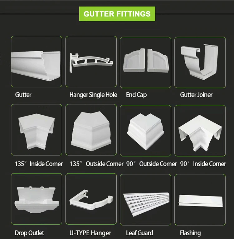 Nigeria Wholesale Rain Collector White Black Gutter Rain Roof Gutter