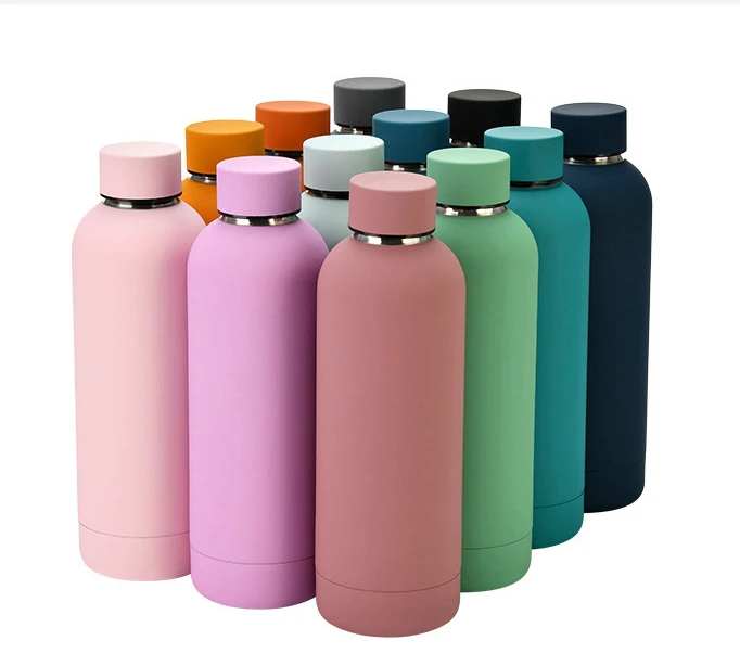 

Amazon hot sale rubber matte printing pastel small mouth stainless steel customizable water bottle 750ml organizer drink bottle, Customized color