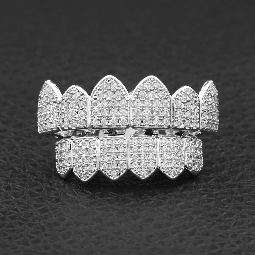 

Real Grill Grillz Cubic Zirconia Silver Teeth Grillz Custom Grillz