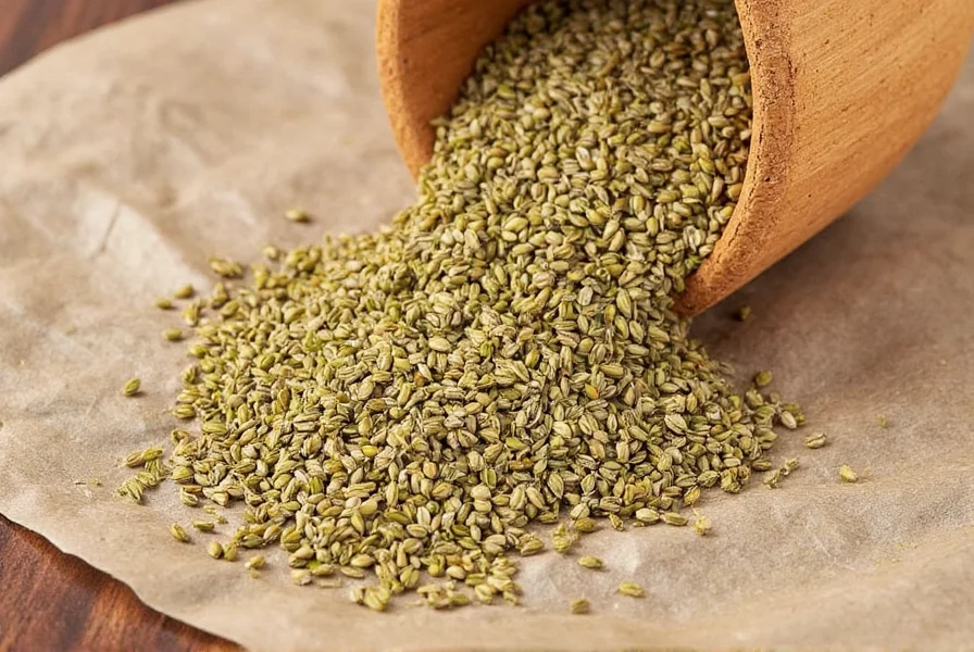 Glass jars containing dried coriander seeds stored in a pantry