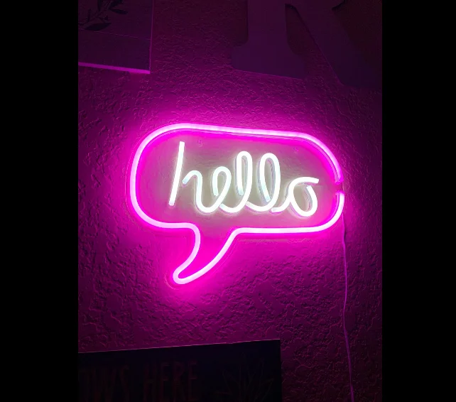 

new products illuminated LED hello Neon sign decor lights for Valentines Day gift and room decoration, Warm white