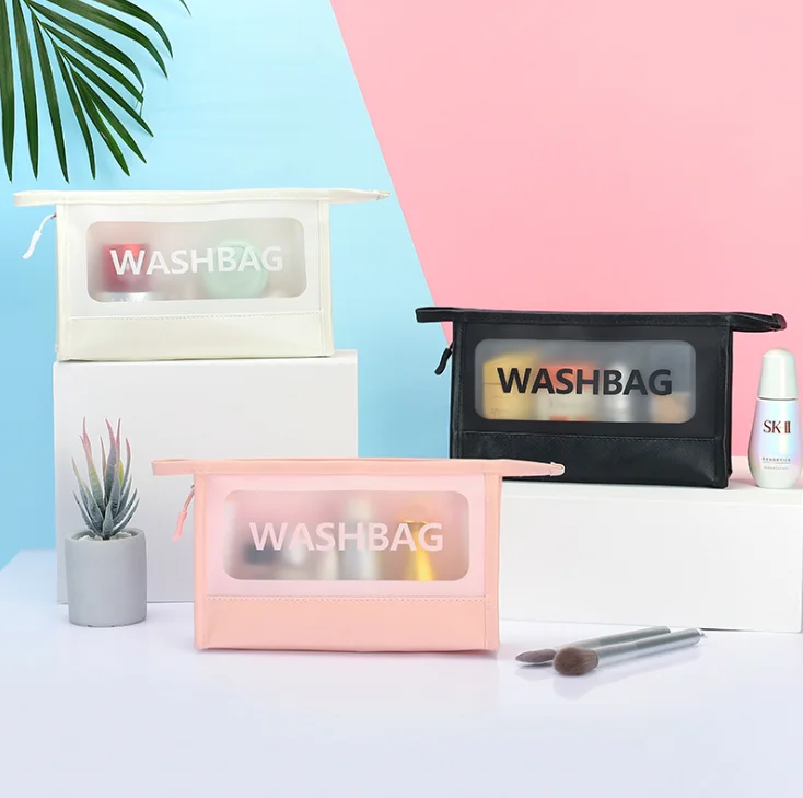 

Wholesale Clear PVC Transparent and PU  Washable Vinyl Cosmetic Bag
