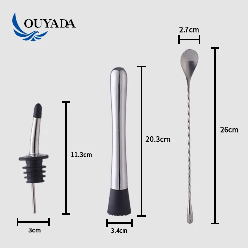 
Factory Direct 28oz coated stainless steel bar tools boston bartender cocktail shaker bar tools set with bamboo wood stand 