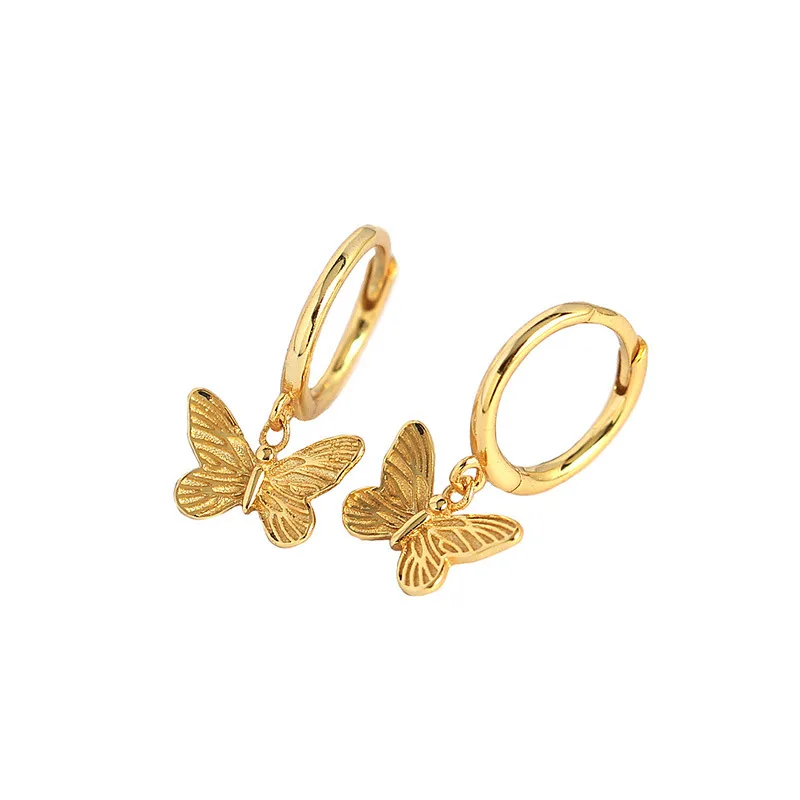 Butterfly shape earrings hoops 925 silver earrings non tarnish gold silver plated jewelry for women