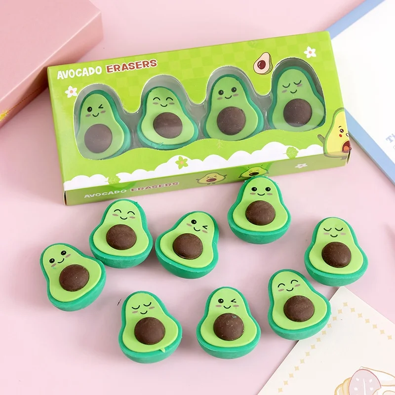 

Creative school stationery cartoon cute kawaii avocado eraser for children