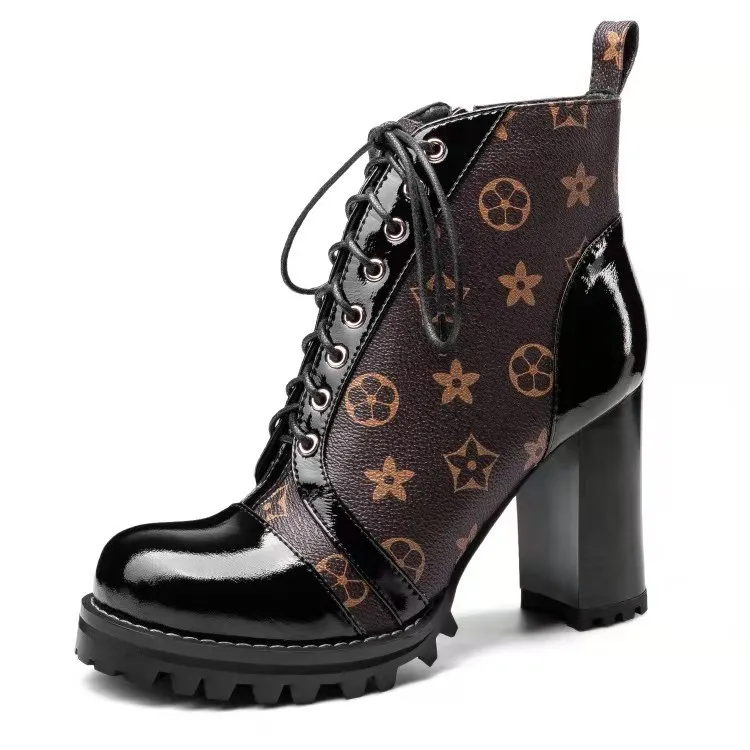 

Fashion high cut ladies boots thick sole winter lady genuine leather boots