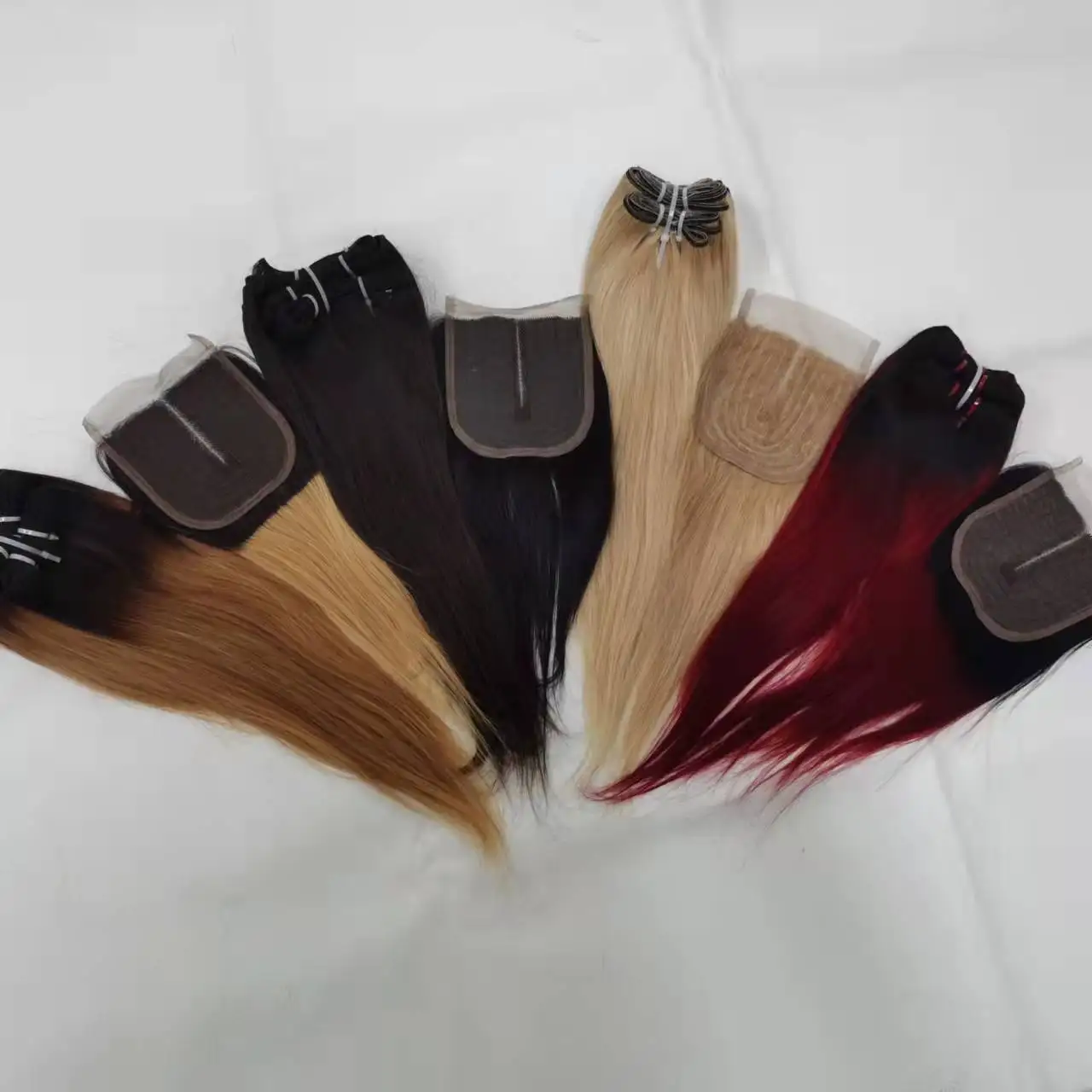 

Lesfly Color Hair Bundles with Closure Brazilian Human Hair T Part Closure 4 set Hair Extension 613 Blonde Bug Free Shipping