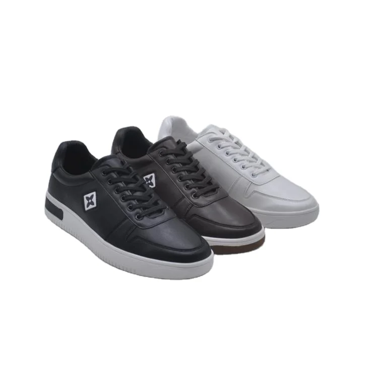 

Made in China New Popular Waterproof Anti-slip Black PU Leather Casual Men Sneakers Sports Shoes For Men Skateboard Shoes