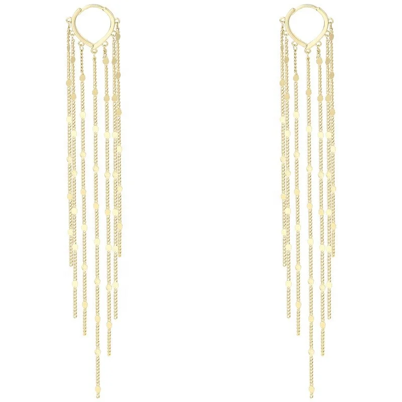 

Kaimei 2021 New Arrival fashion long metal tassel Drop earrings Korean joker sweet lovely heart long tassel chain earrings, Many colors fyi