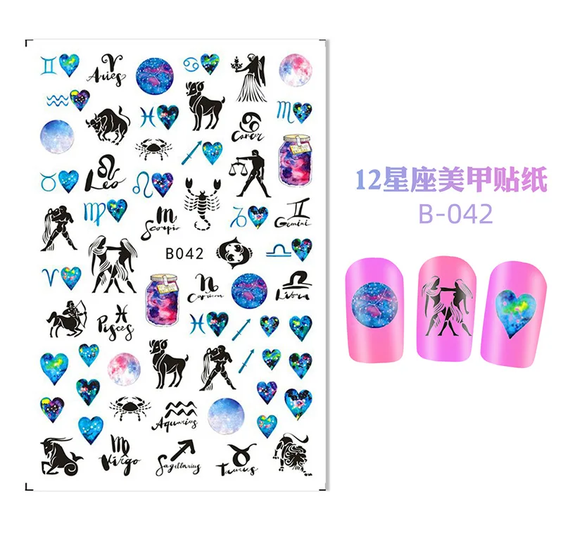 

Trend 12 Signs Nail Sagittarius Stickers 3D Aries Designs horoscope nail stickers, 12 colors