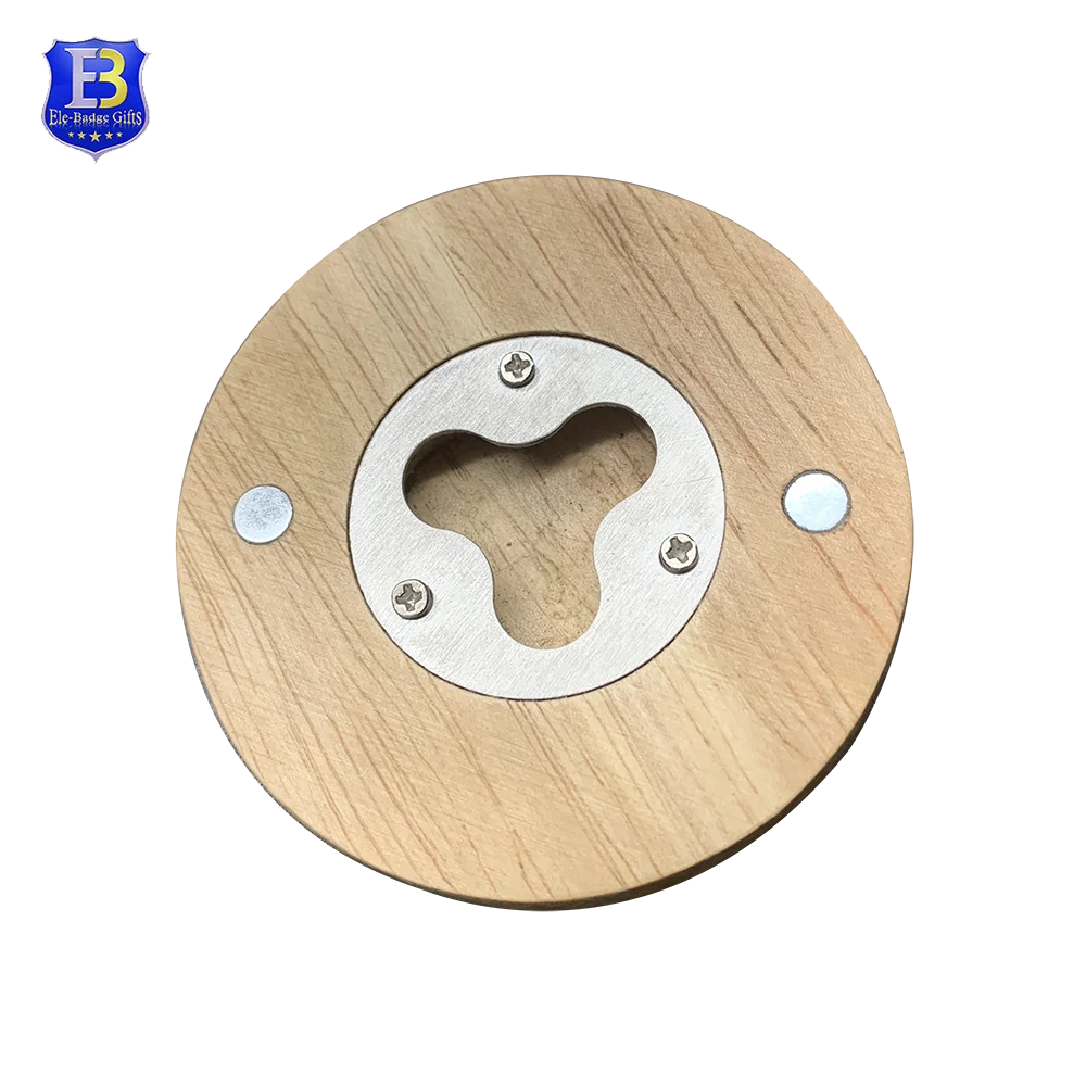 

Customized wooden bottle opener magnet, Silver+wooden