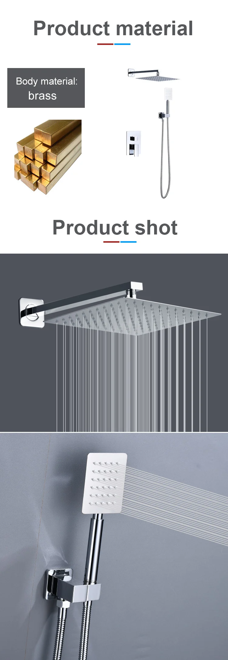 Wall Mount Rainfall Shower Faucet Set Chrome Bathroom Waterfall System bathroom shower faucet Concealed shower set
