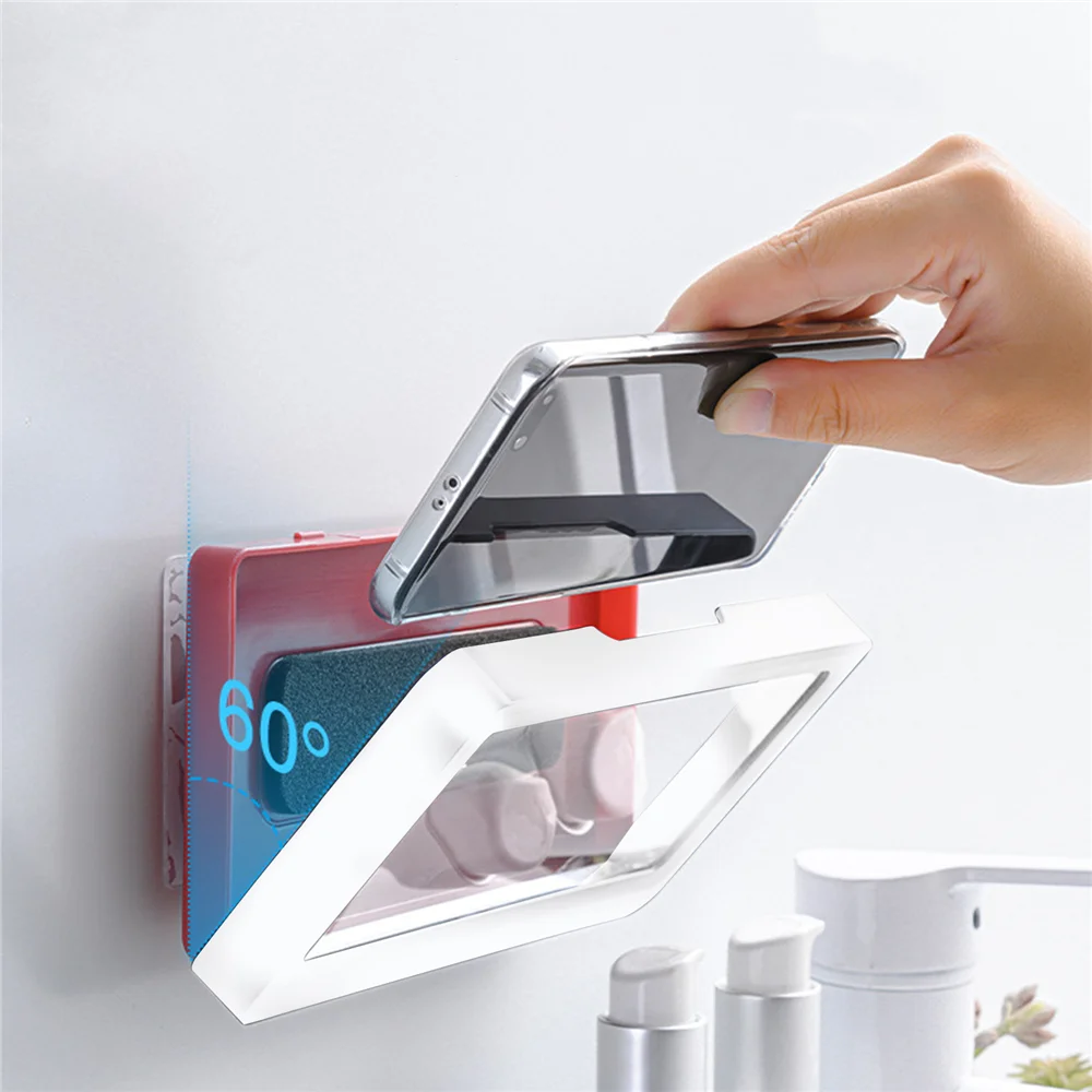 Bathroom Mobile Phone HoldersAnti Slip Shower Phone Holder Waterproof Sticky Wall Mount Anti Fog Mobile Phone Stand