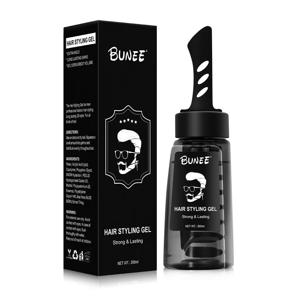 

260ml Private label Strong BUNEE barbershop supply hair gel for men pomade wax