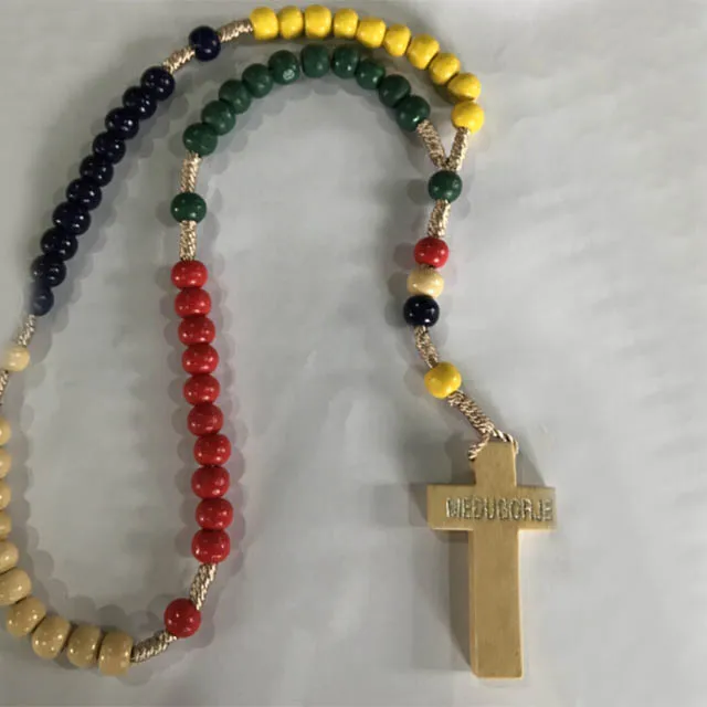 

Wholesale Colourful Fashion Natural Wood Catholic Rosary Crosses Chain, Picture