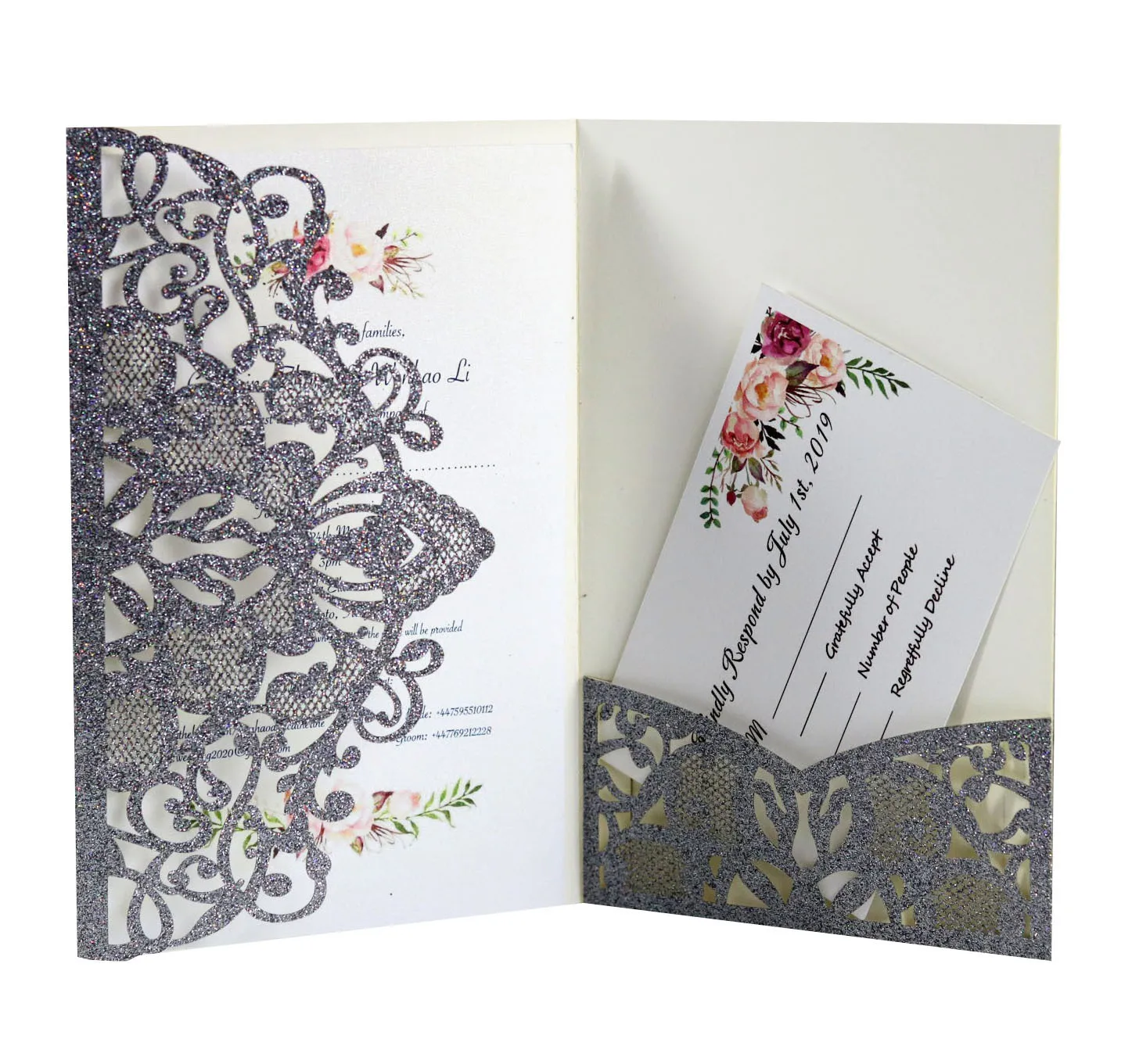 

New style wholesale elegant embossed wedding invitations luxury wedding invitation boxes with satin silk