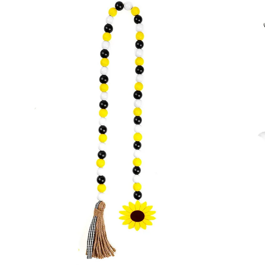 

Wholesale Wood Beads Tassels Sunflower Garland For Wall Hanging Decor