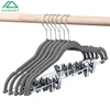 Avisday Grey Velvet Apparel Hanger Sling Gap Design Silver Swivel Hook Anti-Rust Metal Clip