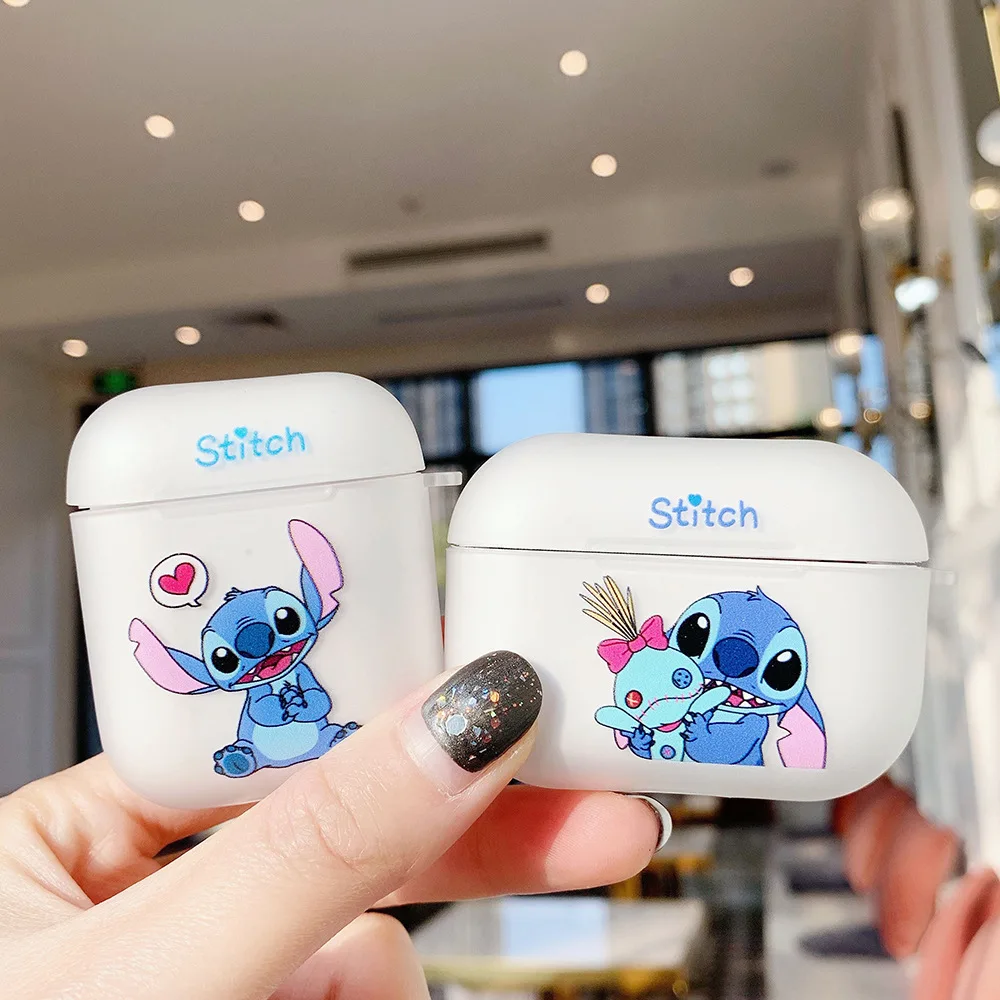 

Stitch Matte TPU Fashion Transparent Cute Anime Cartoon Printing Headphone Protective Case For Airpods Pro 1 2 3, White