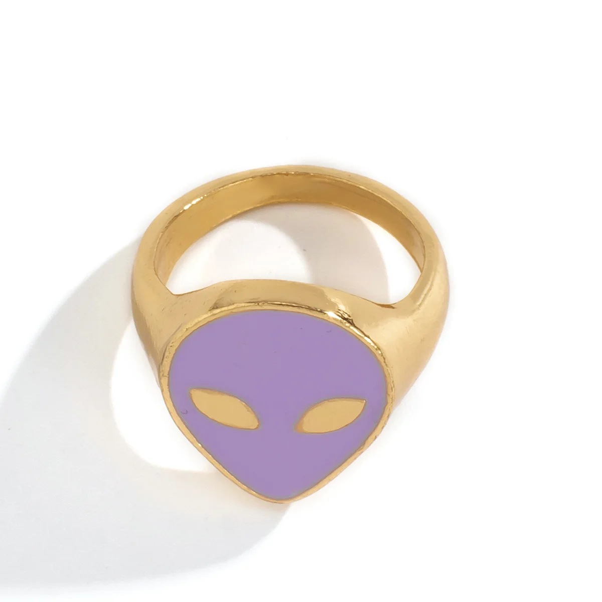 

Vintage drop oil factory wholesale new fashion heart aliens cloud smiley cheap funky colored ring, As picture