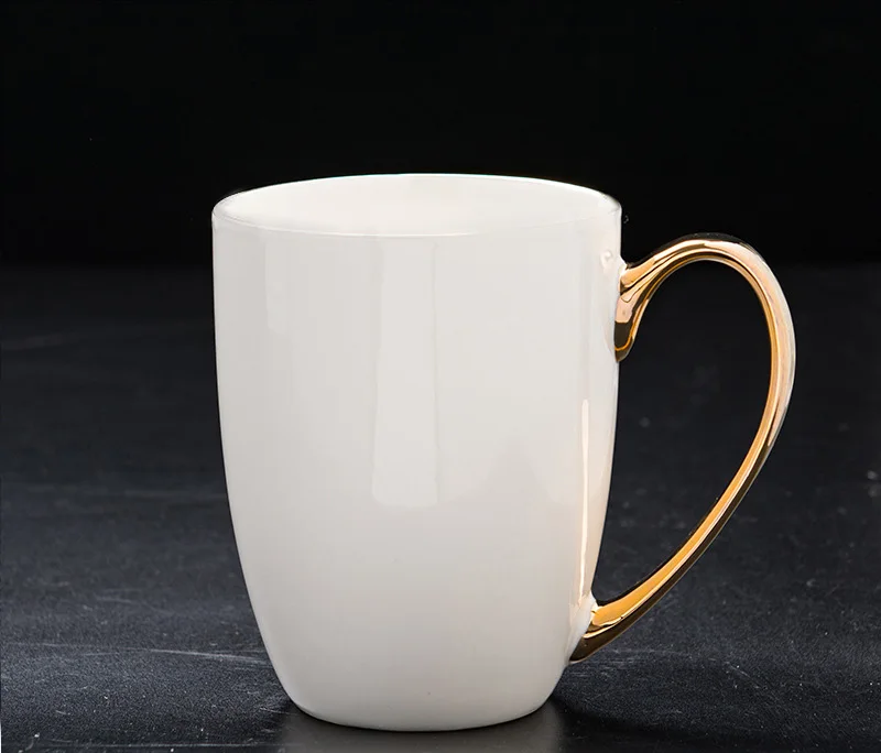 

Flypeak wholesale Custom Nordic Ceramic Mug Coffee cup Porcelain Mug Plain White golden eagle painting gold handle ceramic mug, Customized color