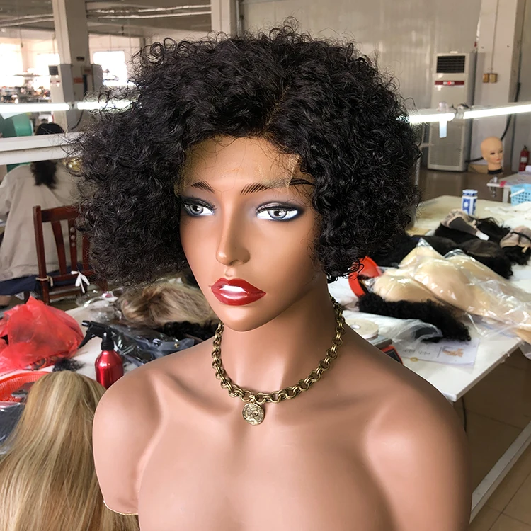 

wholesale peluquin short curly closure raw indian hair wig vendor 4x4 women low cut lace front afro wigs