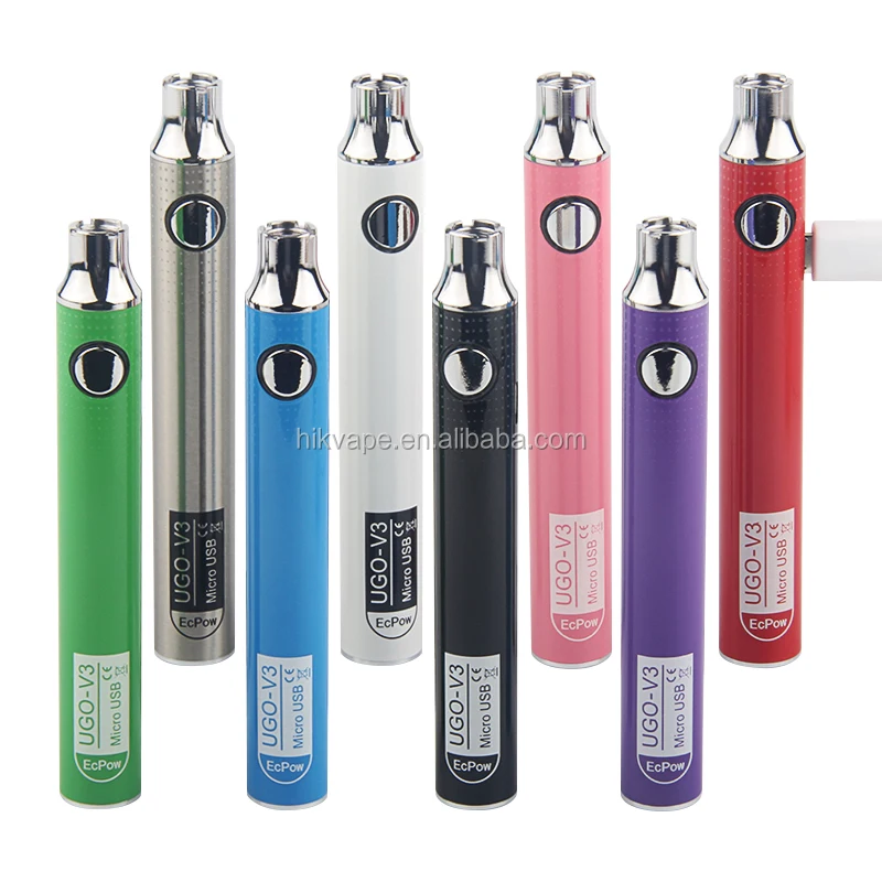 

Authentic UGO V3 650 900mAh EVOD Ego 510 Battery micro USB Charge Passthrough vape batteries, Black silver red blue white green purple pink