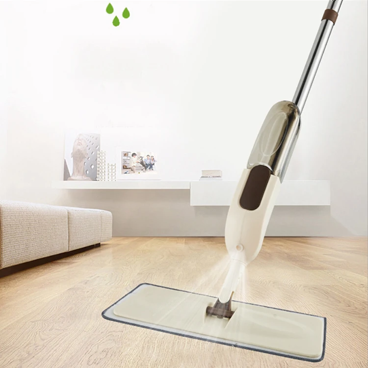 

A2355 Household Free Hand Flat Floor Mist Swob Washing Dry Wet Tool Scrape Cleaning Automatic Spray Water Floor Mop, White