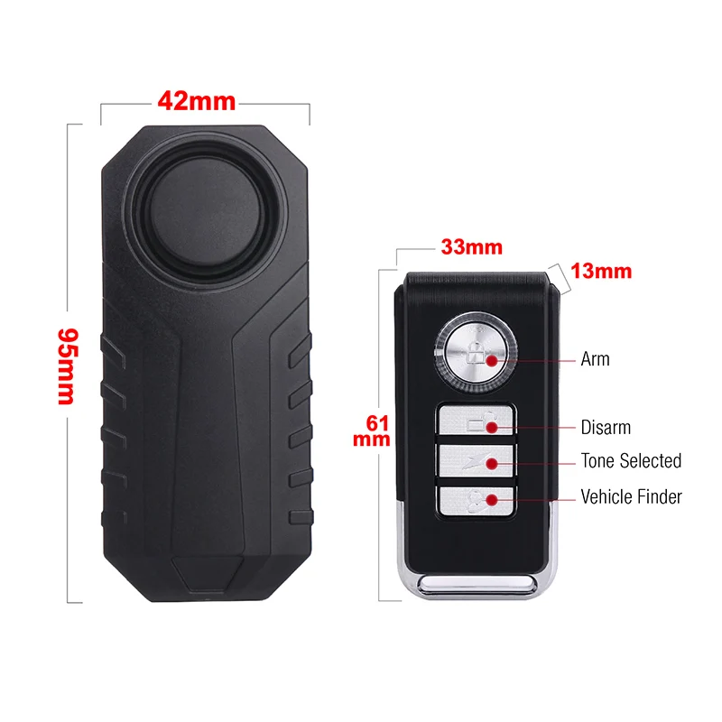 

113dB Wireless Anti-Theft Vibration Sensor Alarm Motorcycle Bicycle Alarm Waterproof Security Cycling Bike Alarm with Remote