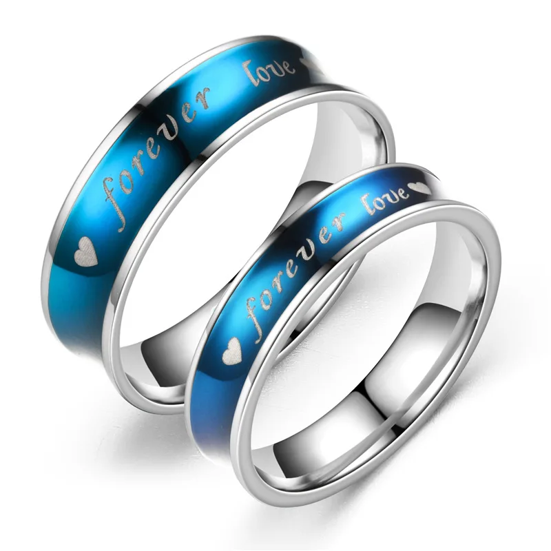 

Stylish new stainless steel couple rings foreverloue blue couple rings Love
