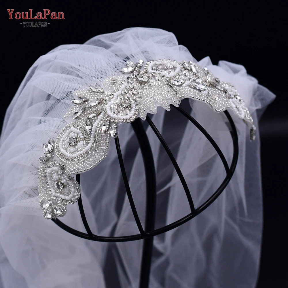 

YouLaPan VS280 Dress For Girl Wedding Flower With Veil Crystal Veil Wedding Pearl Decoration Veil Wedding Bride, White/ivory