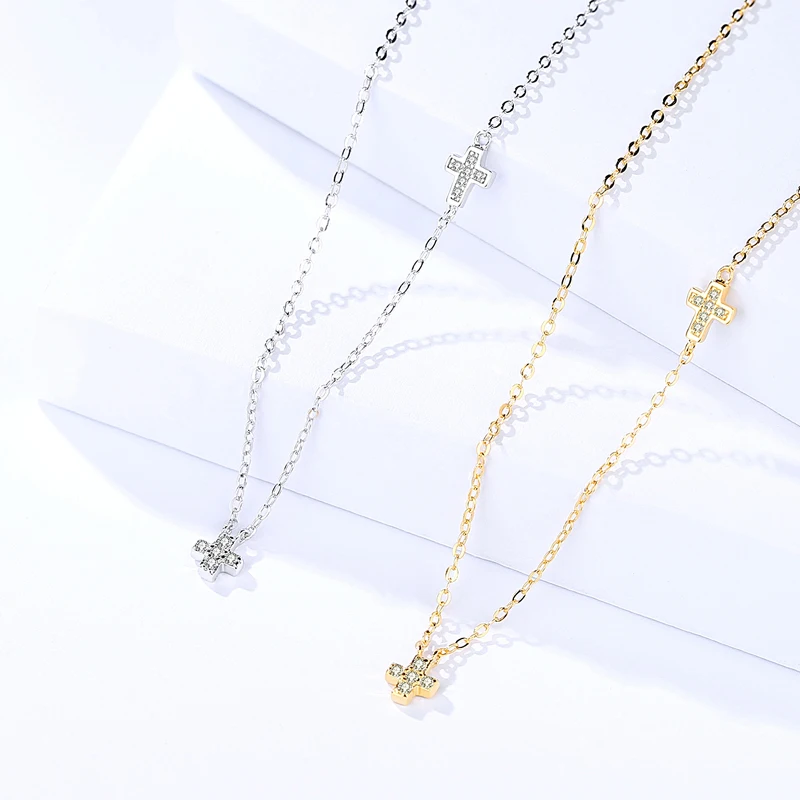 

Hot Selling Necklace Mini Cross Simple Micro Clavicle Necklace, Gold/white gold