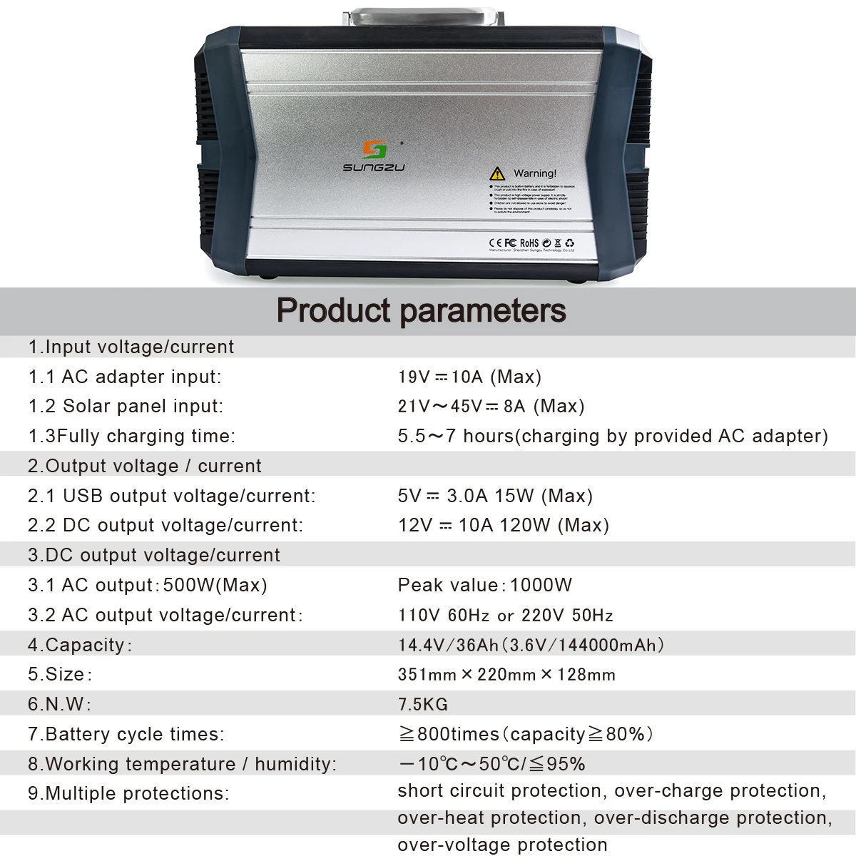 110V 220V Portable Power Supply 300W 500W 1000W Power Bank Station for Home Appliance Device