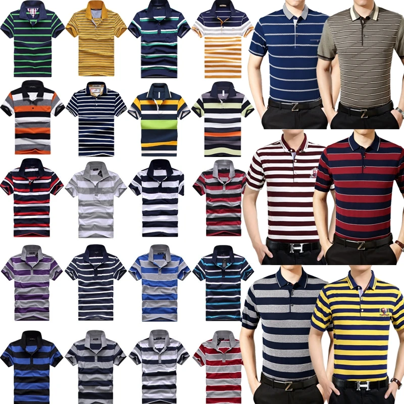 

Mix style mix color strip men cloths Polo T-shirt stock for wholesale mens tshirts