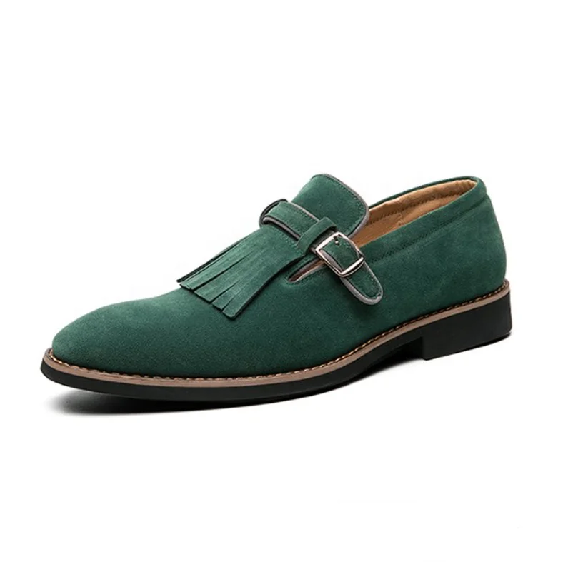 

2021 Men's Leather Shoes Spring Velvet Casual Faux Leather Shoes Tassel Fashion Work Men's Shoes European Style, Grey brown green