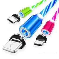 

30 Pecent Off Fast Charging EL Glowing LED Streamer USB Charging 3 in 1 Magnetic Cable for Mobile Phone