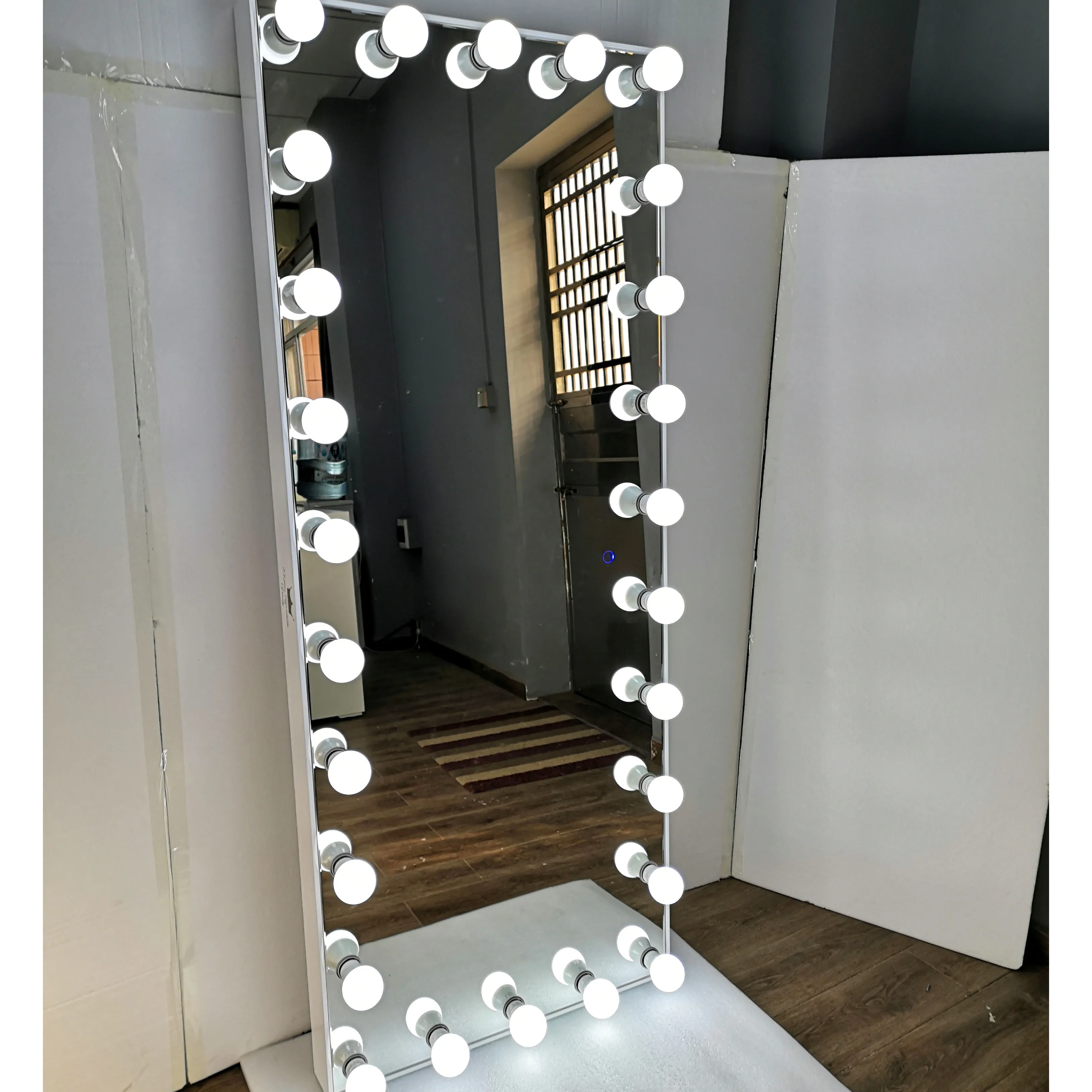 

Docarelife Wooden Frameless Hollywood Vanity Floor Full Length Mirror with Lighted LED Bulbs, White