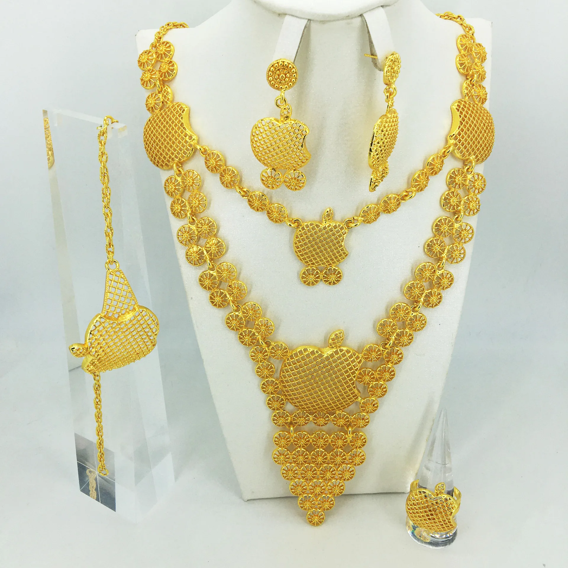 

Luxury 24K gold plated dubai jewelry sets jewelry bridal necklace jewellery brazilian plated gold african wedding jewelry set